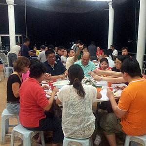 Family Dining at Kukup Resort